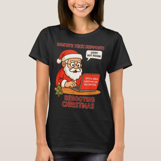T-shirt Santa Support s Rebooting Humor Tech Computer Humo (Devant)