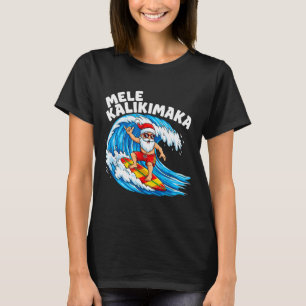 T-shirt Santa Surfant Mele Kalikimaka Noël Hawaïen