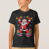 T-shirt Santa Weightlifting Fitness Gym Training Christmas (Devant)