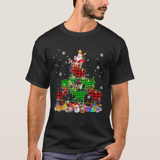 T-shirt Santa With Reindeer Elf Goats As Xmas Tree Farmer (Devant)