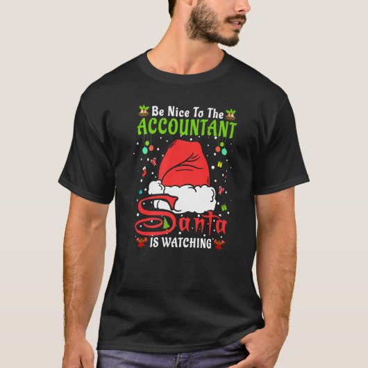 T-shirt Santa Xmas Pyjama Sois gentil avec le comptable Ch (Devant)