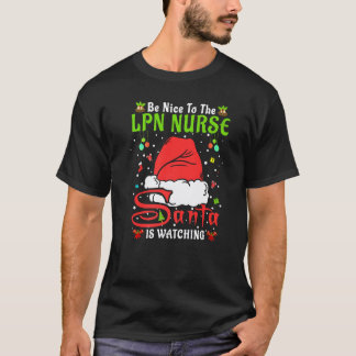 T-shirt Santa Xmas Pyjama Sois Gentil Avec L'infirmière Lp