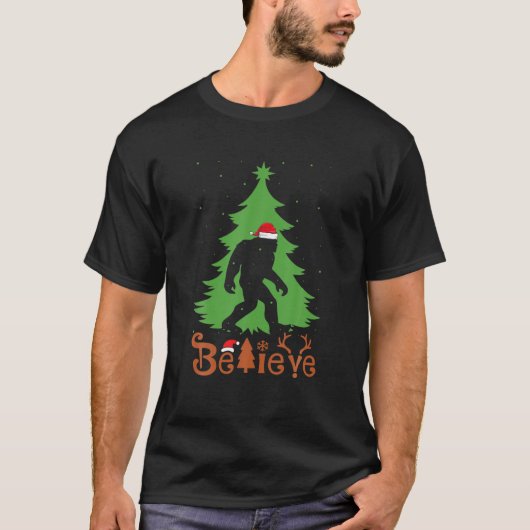 T-shirt Santaquatch Croire Bigfoot Noël Santa Hat Xm (Devant)