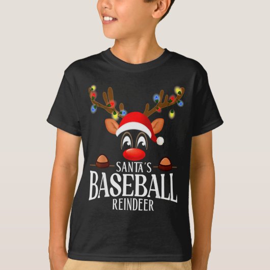 T-shirt Santa's Baseball Reindeer Funny Xmas Matching Pjs  (Devant)