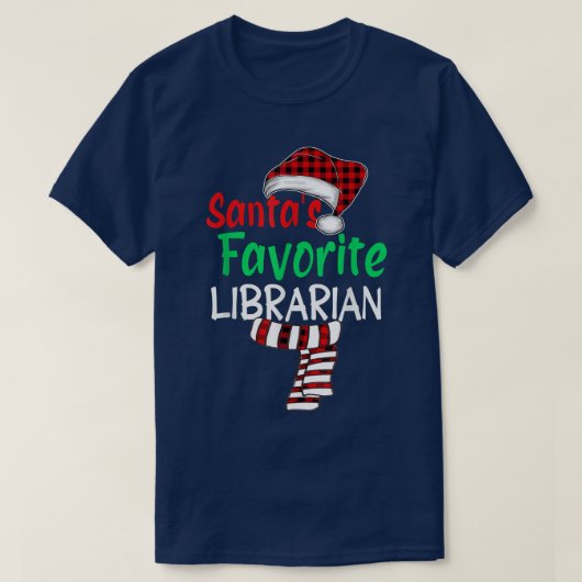 T-shirt Santas Bibliothèque préférée Noël Père Noël Red Pl (Design devant)