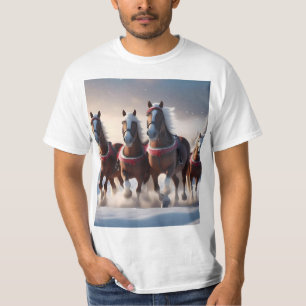 T-shirt Santas Chevaux de Neige de Noël,