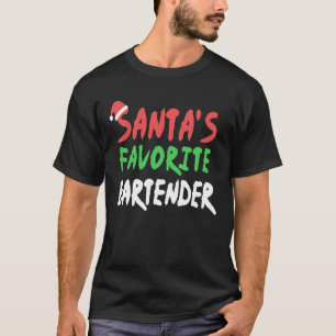 T-shirt Santas Favori Bartender Bartending Noël Noël
