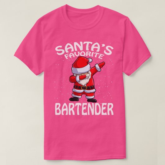 T-shirt Santas Favori Bartender Noël 1 (Design devant)