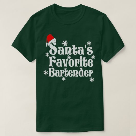 T-shirt Santas Favori Bartender Noël 2 (Design devant)