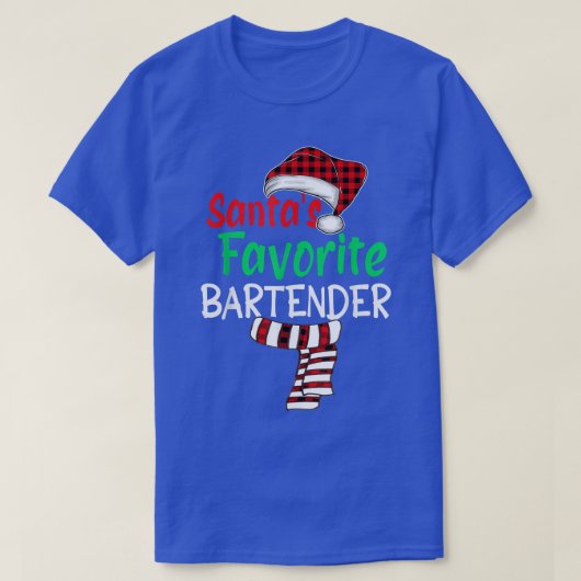 T-shirt Santas Favori Bartender Noël Père Noël Red Plai (Design devant)