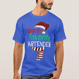 T-shirt Santas Favori Bartender Noël Père Noël Red Plai
