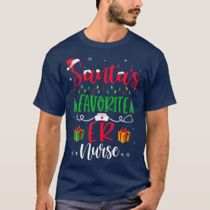 T-shirt Santas Favori ER Nurse Xmas Light Santa Hat Chri