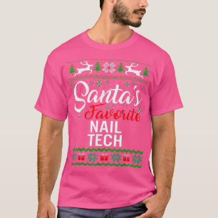 T-shirt Santas Favori Nail Tech Noël Famille moche