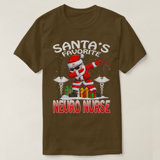 T-shirt Santas Favori Neuro Infirmière Noël Correspondance (Design devant)