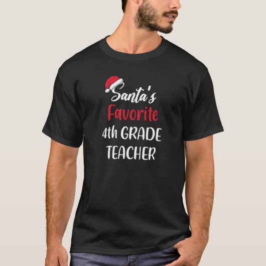 T-shirt Santas Favorite 4th Grade Teacher Gift Christmas (Devant)