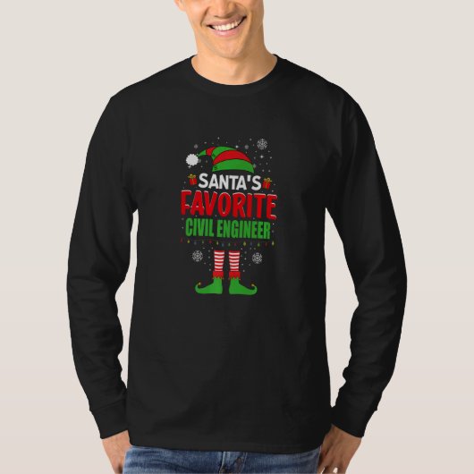 T-shirt Santa's Favorite Civil Engineer Elf Christmas   (Devant)