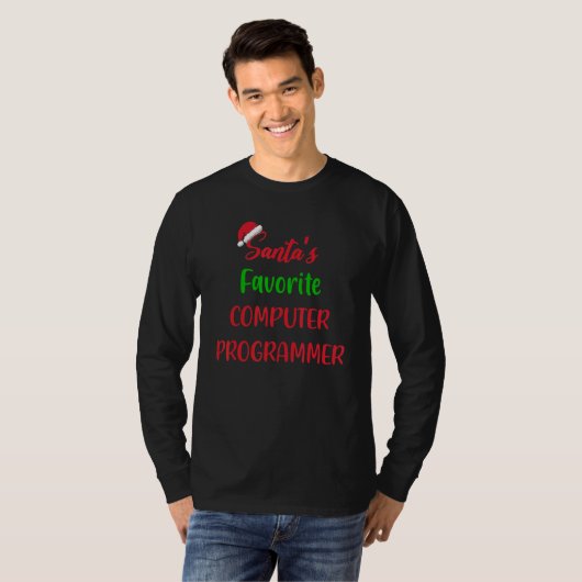 T-shirt Santas Favorite Computer Programmer     Christmas (Devant entier)