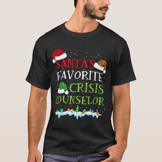 T-shirt Santa's Favorite Crisis Counselor Fun Christmas (Devant)