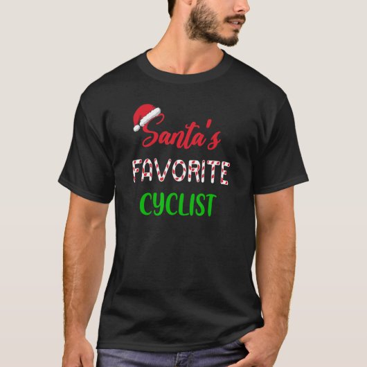 T-shirt Santas Favorite Cyclist Funny Cycling Christmas (Devant)