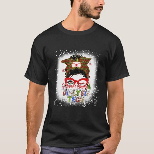 T-shirt Santa's Favorite Dialysis Tech Christmas Pajama Li (Devant)