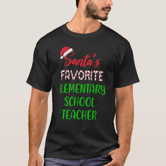 T-shirt Santas Favorite Elementary School Teacher Chrits (Devant)