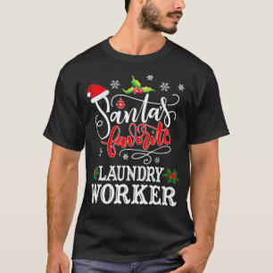 T-shirt Santa's Favorite Laundry Worker Christmas Party Gi