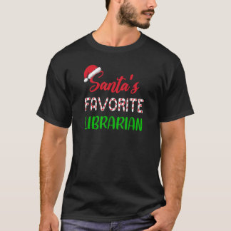 T-shirt Santas Favorite Librarian     Chritsmas