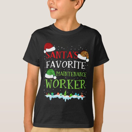 T-shirt Santa's Favorite Maintenance Worker Fun Christmas  (Devant)