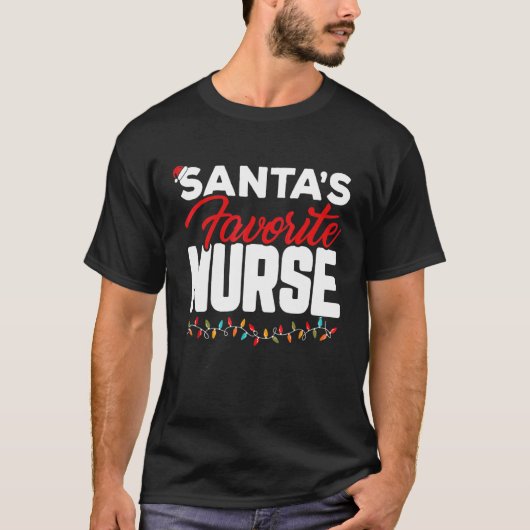 T-shirt Santa's Favorite Nurse Christmas Nurse Nursing (Devant)