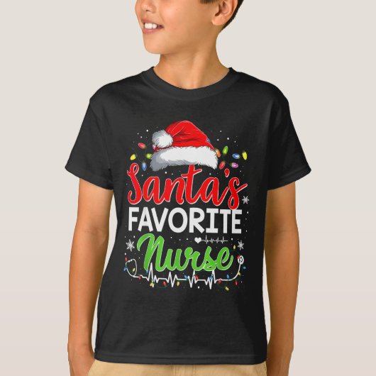 T-shirt Santa's Favorite Nurse Funny Christmas Nurse Xmas  (Devant)