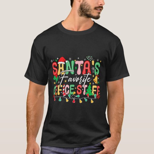 T-shirt Santa's Favorite Office Staff Christmas Lights San (Devant)