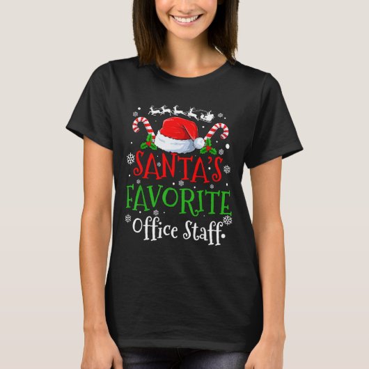 T-shirt Santa's Favorite Office Staff Christmas Party (Devant)