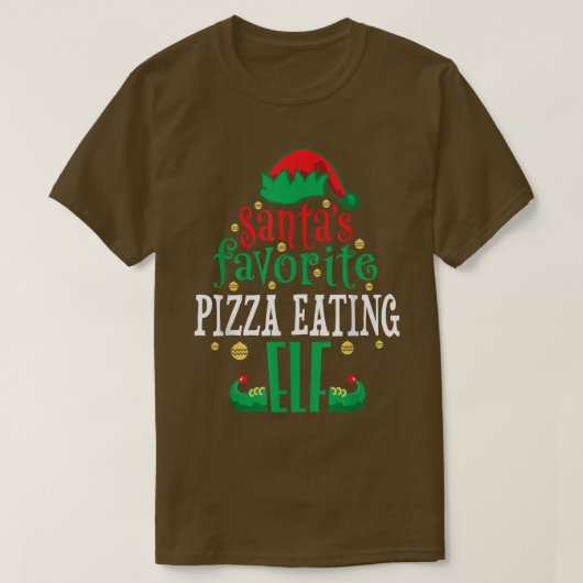 T-shirt Santas Favorite Pizza Eating Elf Christmas Matchin (Design devant)