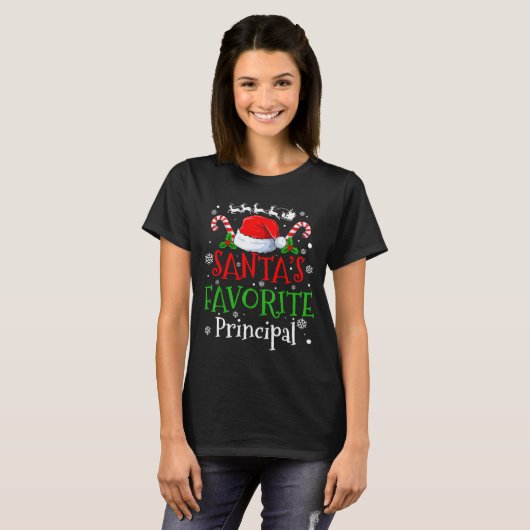 T-shirt Santa's Favorite Principal Christmas Party (Devant entier)