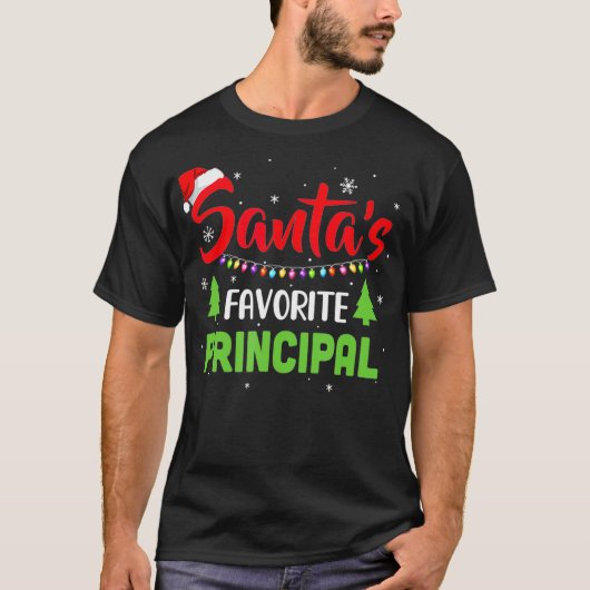 T-shirt Santa's Favorite Principal Funny Christmas Xmas (Devant)