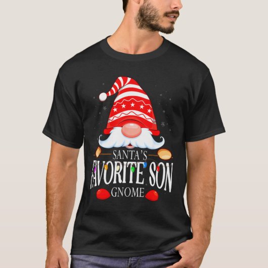 T-shirt Santas Favorite Son Gnome Matching Christmas Paja (Devant)