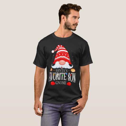 T-shirt Santas Favorite Son Gnome Matching Christmas Paja  (Devant entier)
