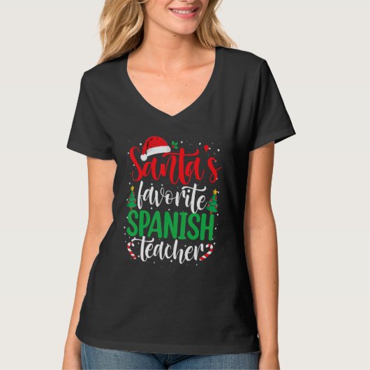 T-shirt Santa's Favorite Spanish Teacher Christmas Santa H (Devant)