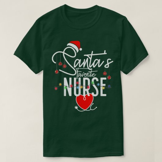 T-shirt Santas Infirmière préférée Funny Noël Santa Hat Li (Design devant)