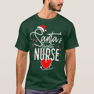T-shirt Santas Infirmière préférée Funny Noël Santa Hat Li