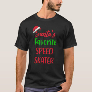 T-shirt Santas Patinage de vitesse favori Patinage de vite