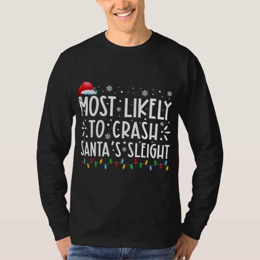 T-shirt Santas Sleigh Xmas Famille Chr (Devant)