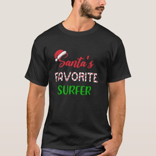 T-shirt Santas Surfer favori Funny Surfing Noël (Devant)
