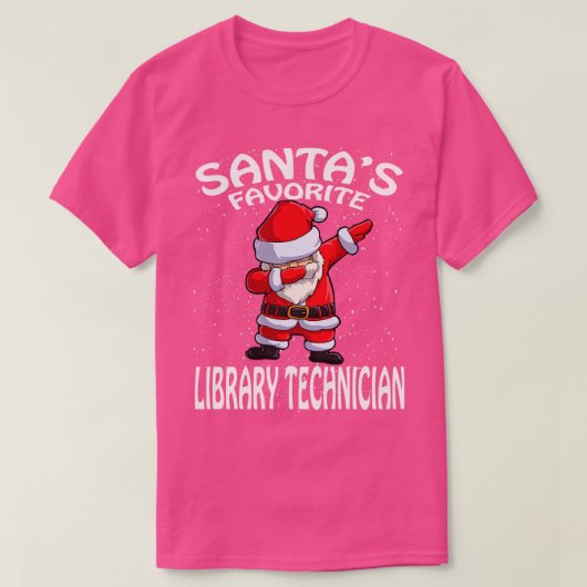T-shirt Santas Technicien de bibliothèque favori Noël (Design devant)