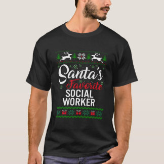 T-shirt Santas Travailleur social favori Noël Famille moch