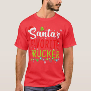 T-shirt Santas Trucker favori Noël Santa Hat Lumières