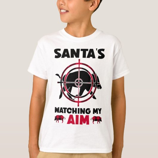 T-shirt Santa's Watching My Aim - Boar Hog Hunting (Devant)