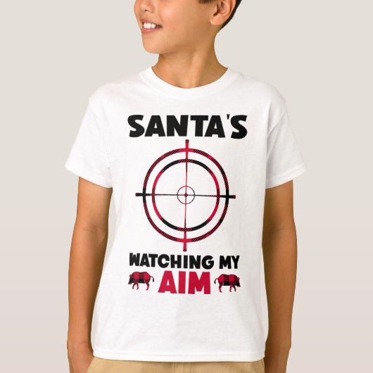 T-shirt Santa's Watching My Aim - Boar Hog Hunting 1  (Devant)