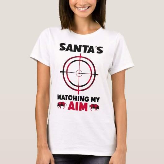 T-shirt Santa's Watching My Aim - Boar Hog Hunting 1 (Devant)