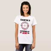 T-shirt Santa's Watching My Aim - Boar Hog Hunting 1 (Devant entier)